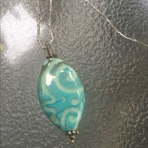 Sterling silver art glass necklace